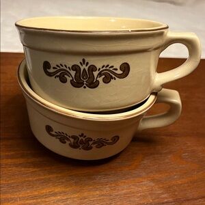 Pfaltzgraff Village Stoneware. Elegant Cream Ceramic Mugs